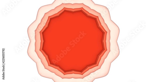 A captivating three-dimensional rendering of a layered circular design that gradually unfolds into a complex geometric pattern against a stark white background