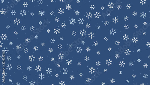 Seamless white snowflake pattern on winter blue