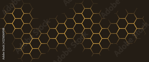 Hexagon technology black and gold colored honeycomb abstract background.  Eps10