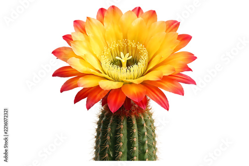 Exotic Desert Succulent Plant With Bright Open Flower Head Isolated on a Transparent Background