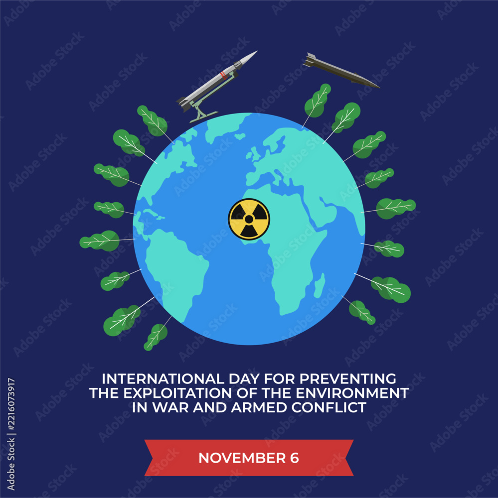 Fototapeta premium International Day for Preventing the Exploitation of the Environment in War and Armed Conflict Poster illustration