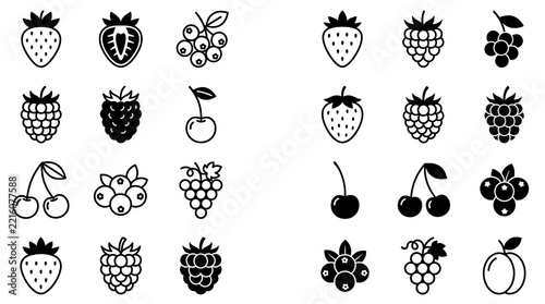 Bold Black White Fruit Icons Grid