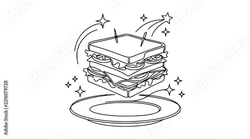 Stacked Sandwich Floating Above Plate with Stars