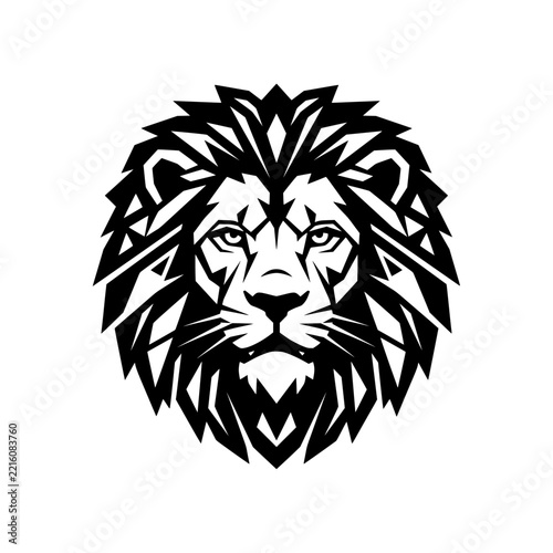 Black geometric lion head mane logo vector