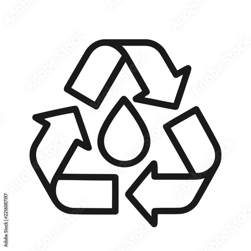 Recycle symbol water drop vector graphic outline icon illustration