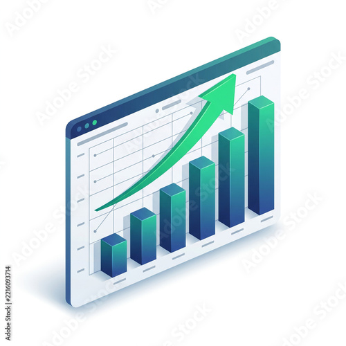 Business Analytics Dashboard with Growth Chart and Financial Data