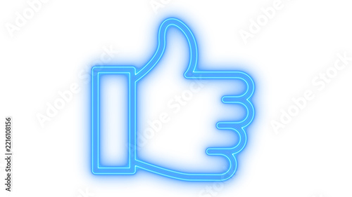 Glowing neon thumbs up icon isolated on transparent background. Social media like button. Hand gesture. Approval symbol. Recommendation sign. Agree