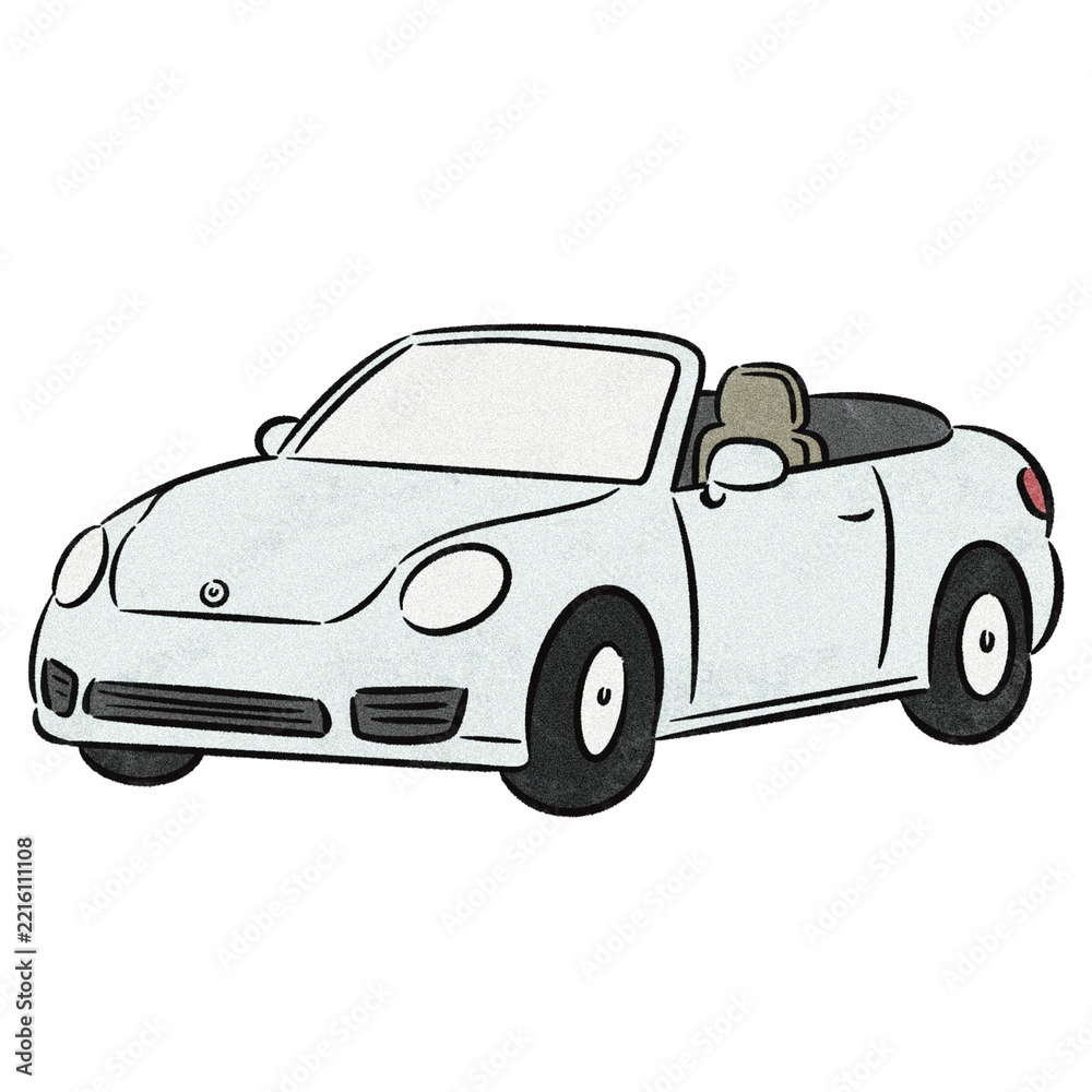 Fototapeta premium オープンカーの手描きイラスト