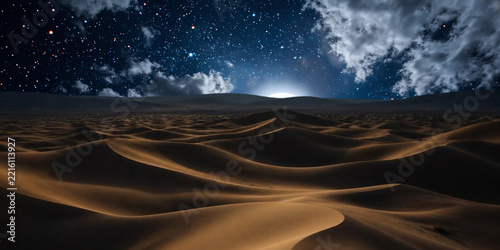 night landscape with a moon and a milky way