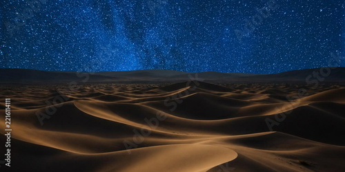 night landscape with a moon and a milky way
