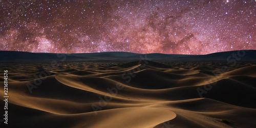night landscape with a moon and a milky way
