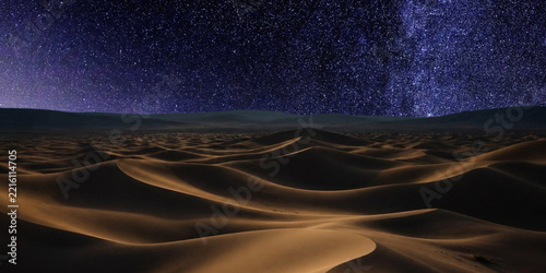 night landscape with a moon and a milky way
