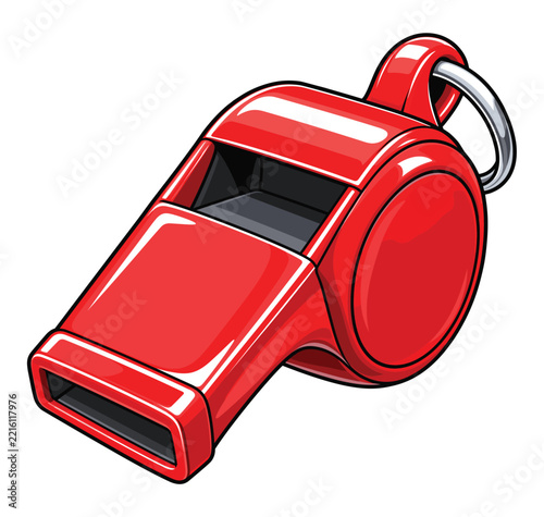 Red plastic sports whistle icon