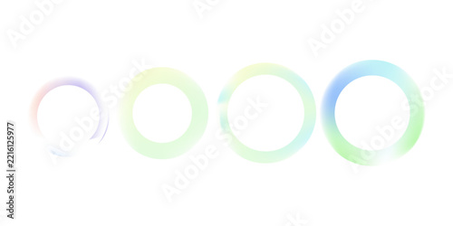 Gradient circles background, color gradation with halftone effect. Vibrant design colorful swirls. Gradient blur circle pattern with grain dots design. Rainbow rgb color spectrum. Vector illustration