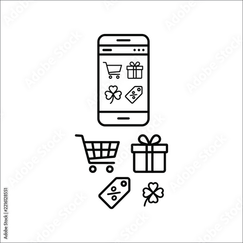 Mobile Online Shopping and E-commerce Discount Vector Illustration