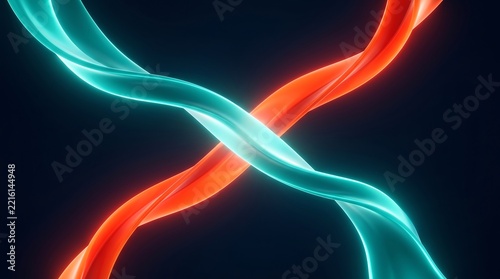 Dynamic glowing ribbons crossing in vibrant neon for modern
