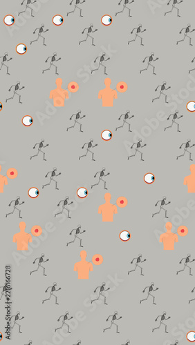 Fotografie Running skeletons and eyes pattern