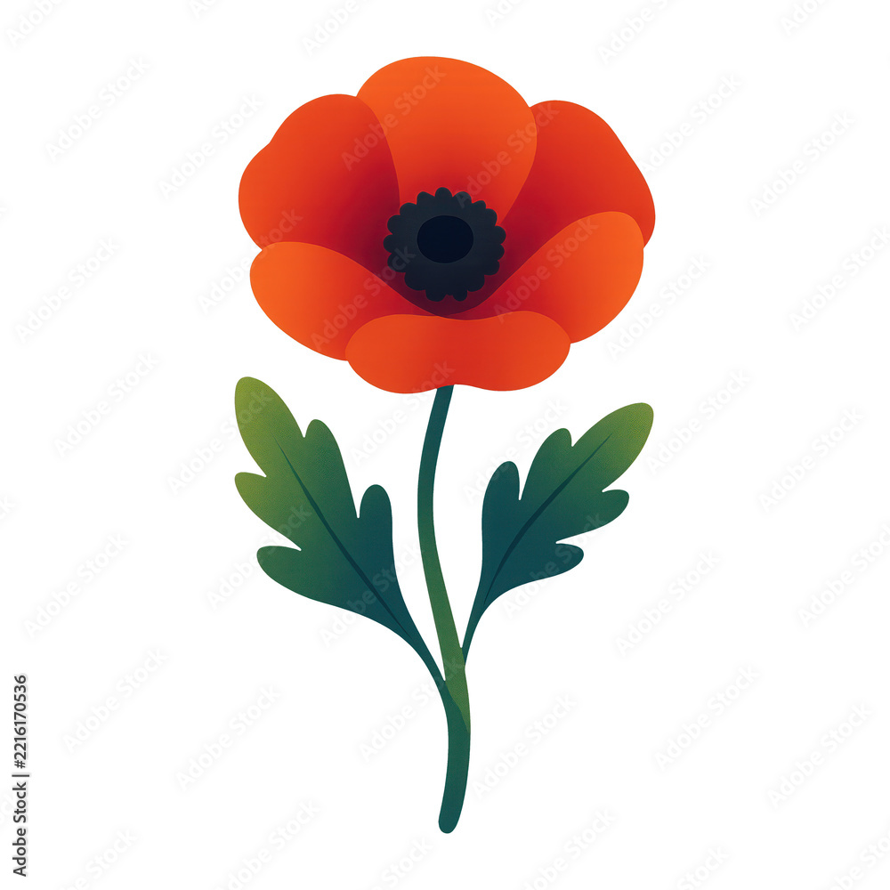 Fototapeta premium PNG Vibrant poppy flower illustration