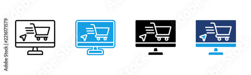 Online Shopping web icon multiple style collection
