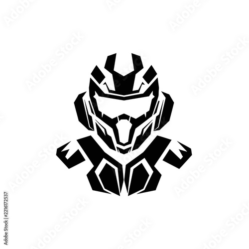Futuristic Warrior Helmet Icon, Sci-Fi Soldier Face Mask, Cyberpunk Armor Head