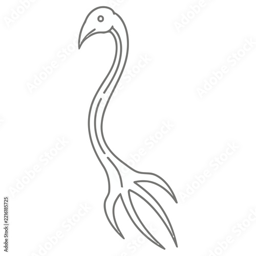 Stylized Bird or Flamingo Line Art