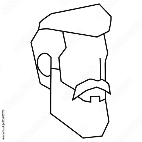 Stylized man's head with beard and mustache
