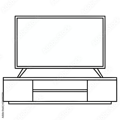 Television and Stand Line Art