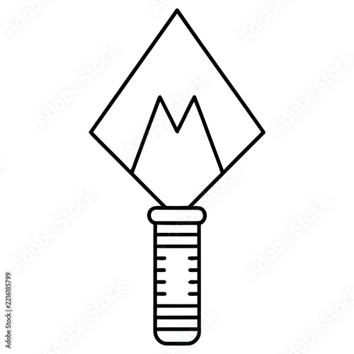 Trowel with mountain and test tube icon