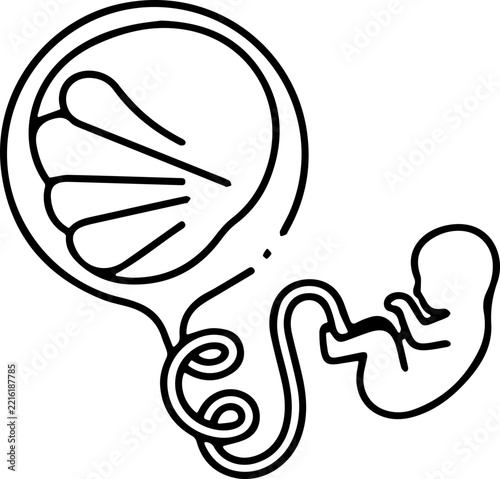 Linear Icon of a Fetus Developing Inside a Womb Representing Pregnancy and Reproductive Health Concepts