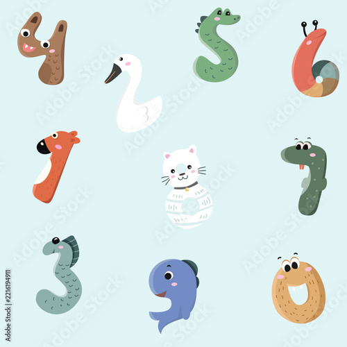 Set of funny cartoon animals