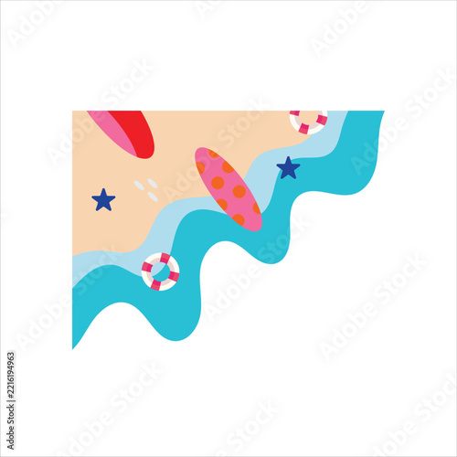 Summer Beach Corner Border Illustration