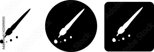 Set of black and white paintbrush isolated on a white background, featuring varied geometric shape frames