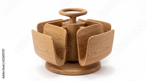 Wooden rotating desk organizer with multiple storage compartments