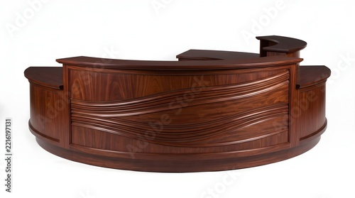 Curved wooden reception desk with wave design for commercial office