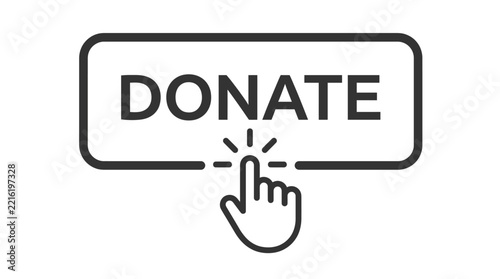 Donate button vector graphic illustration with hand cursor clicking the icon 