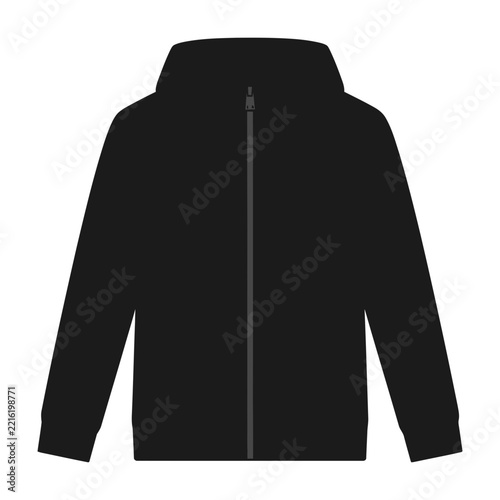 Black hoodie with zipper front view