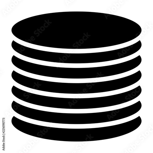 Stacked Black Coins Icon with White Gaps, Minimalist Symbol for Wealth, Finance, and Currency