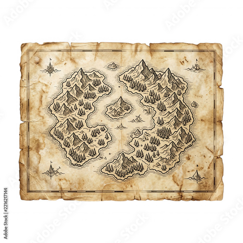 Vintage Fantasy World Map Transparent Background