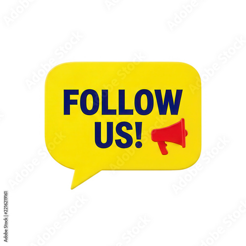 Yellow Speech Bubble Follow Us Megaphone Transparent Background