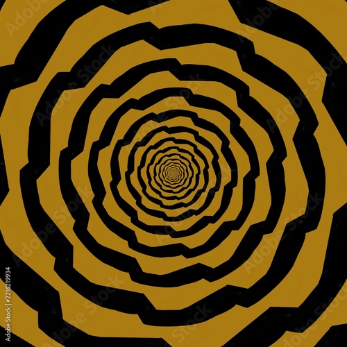 Golden Spiral Tunnel – Abstract Black and Gold Optical Illusion