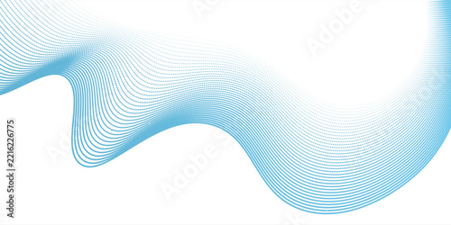Abstract horizontal glowing blue line wave background