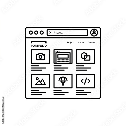 Minimalist Website Wireframe Mockup for UI Design.