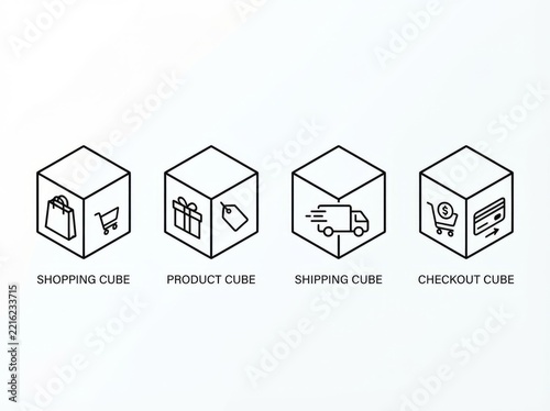 E-commerce Packaging and Shipping Concept Cubes.