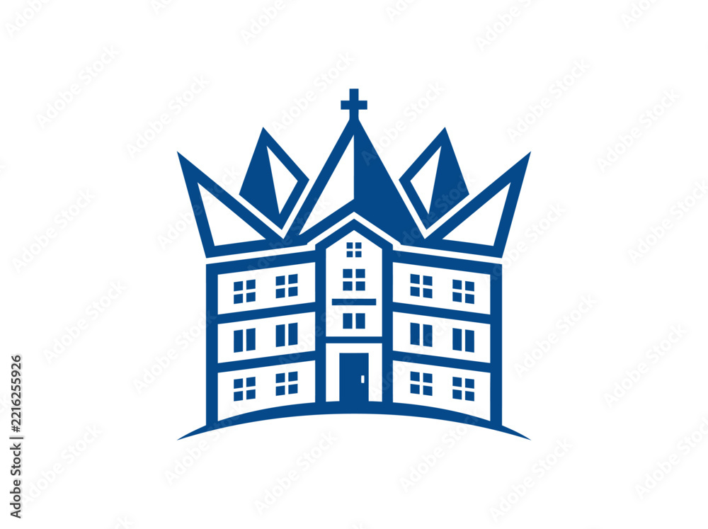 Obraz premium Royal building emblem with crown and cross symbol