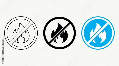 No fire prohibition icon set with different styles