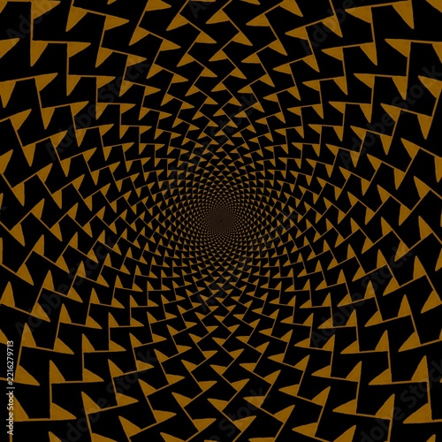 •  Golden Spiral Vortex Illusion
•  Abstract Geometric Tunnel Pattern
•  Black and Gold Arrow Spiral
•  Infinite Triangle Vortex op art 3D
