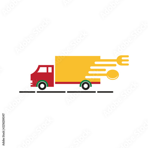 Food Delivery Truck Icon Illustration