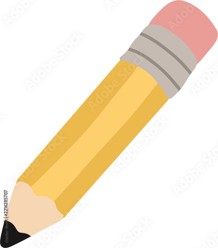 Yellow Wooden Pencil School Supply Flat Clipart Illustration