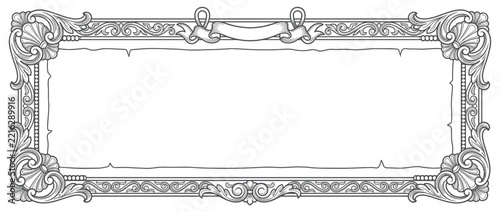 Ornate Vintage Border with Scrollwork and Banner