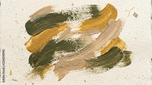 Abstract paint swirls with textured strokes on off white background